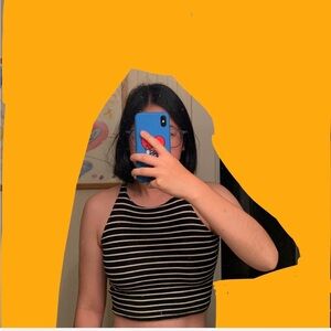 american apparel striped crop tank S